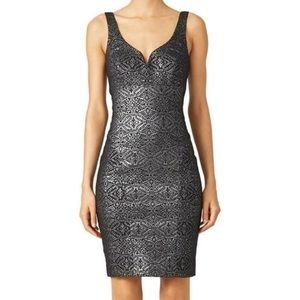 Black and pewter Nicole Miller cocktail dress.